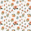 summer set beautiful flower, buds and leaves pattern